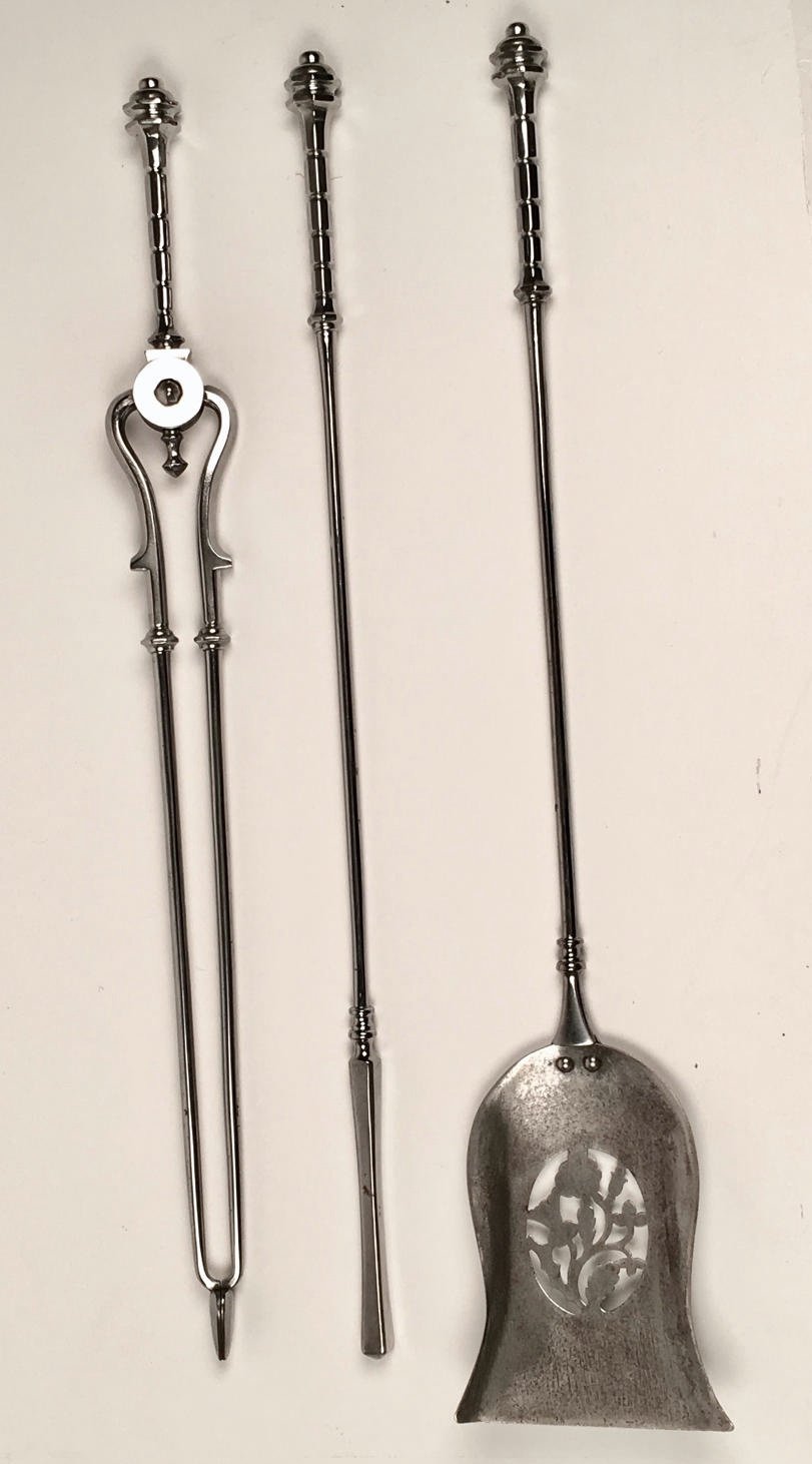 Set Of Georgian Cut Steel Fire Irons