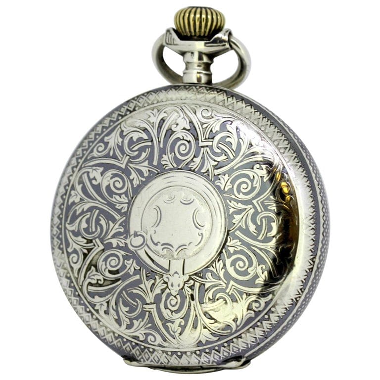 Niello Decorated Silver Pocket Watch